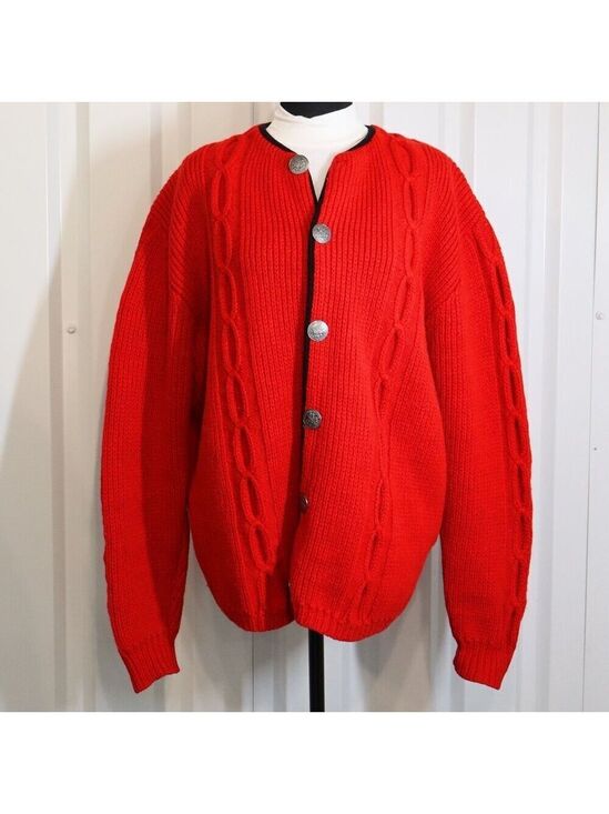 Obermeyer Sweaters - Original Obermeyer Vintage Cardigan Ski Sweater Red Button Front 1960's Large?